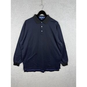 POLO GOLF By Ralph Lauren 100% Cotton Navy Blue Long Sleeve Polo Shirt Mens XL